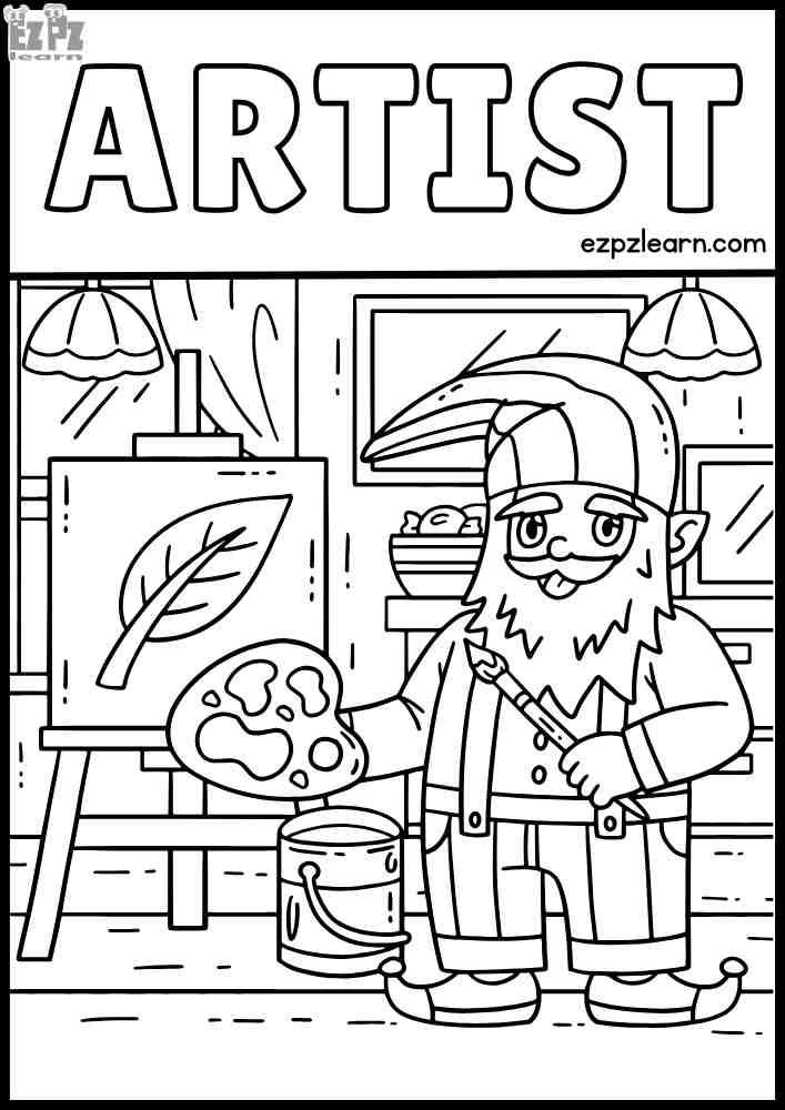 Artist Job Interactive Coloring Page. Color Online, Download and Print ...